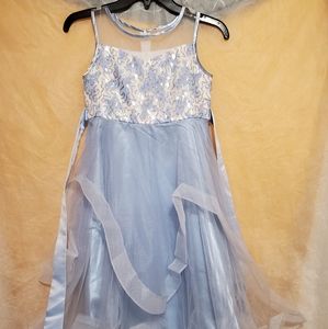 NWT Girls formal baby blue sequin dress sz 7